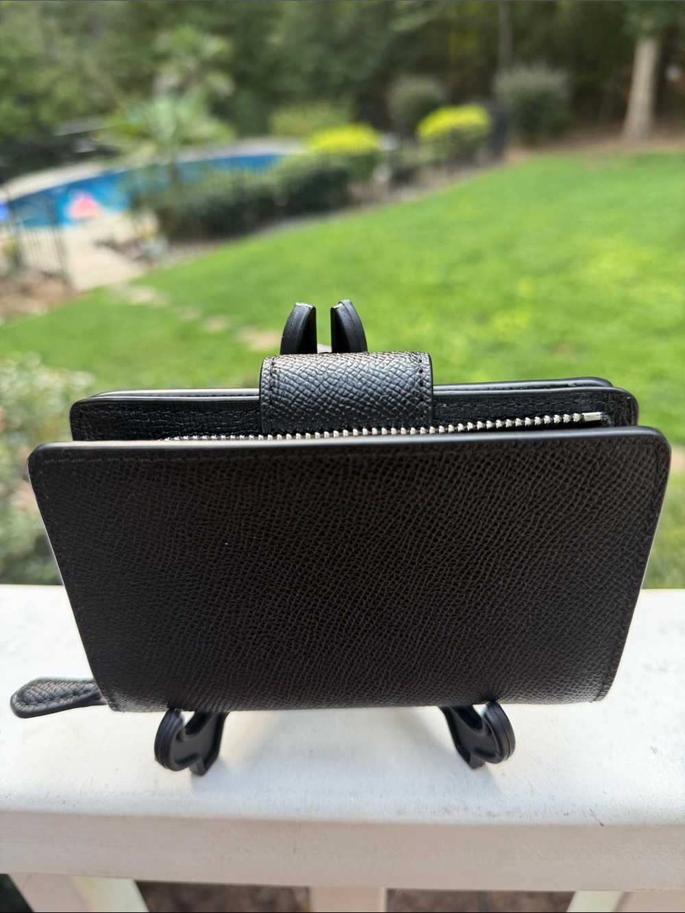 Coach Black Pebbled Leather Wallet with Silver Logo - Picture 6 of 15